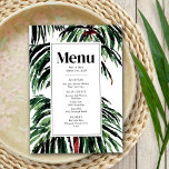 Moderne bemalte Palmen-Trees-Hochzeit Menükarte<br><div class="desc">Inspirierte Palmenbilder mit schwarzem Text zeichnen.</div>