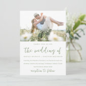 Moderne bemalte Wildblumen Foto Hochzeit Einladung (Stehend Vorderseite)