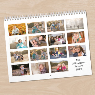 Moderne benutzerdefinierte 15-Monats-Weiß-Foto Kalender