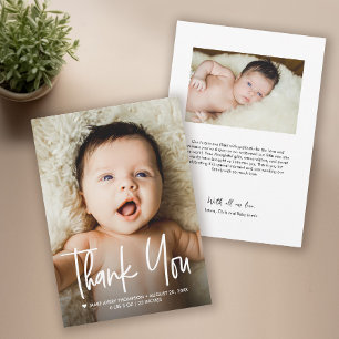 Moderne benutzerdefinierte Baby-Foto-Geburtsanzeig Dankeskarte
