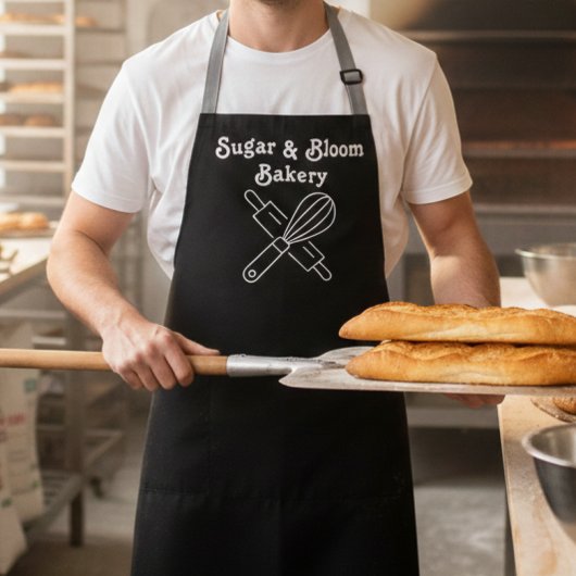 Moderne benutzerdefinierte Bäckerei schwarzer Name Schürze