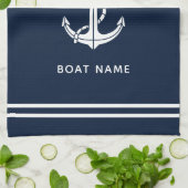 Moderne benutzerdefinierte Bootsanker und Name Geschirrtuch (Gefaltet)