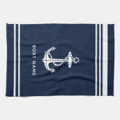 Moderne benutzerdefinierte Bootsanker und Name Geschirrtuch (Horizontal)
