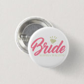 Moderne benutzerdefinierte Brautname Pink Glitter Button (Vorne & Hinten)