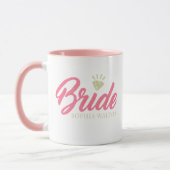 Moderne benutzerdefinierte Brautname rosa glitzern Tasse (Links)