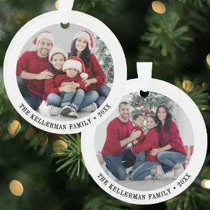 Moderne benutzerdefinierte doppelseitige zwei Foto Ornament