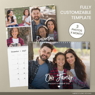 Moderne benutzerdefinierte Familienfoto 2027 Kalender