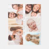 Moderne benutzerdefinierte Familienname und Fotos Fleecedecke (Vorderseite)