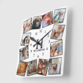 Moderne, benutzerdefinierte FarbfotoCollage| Erste Quadratische Wanduhr (Winkel)