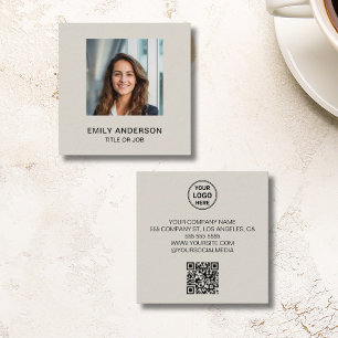 Moderne benutzerdefinierte Foto-Logo-QR-Unternehme Quadratische Visitenkarte