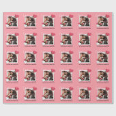 Moderne benutzerdefinierte Foto- und Liebe-Meldung Geschenkpapier (Flach)