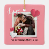 Moderne benutzerdefinierte Foto- und Liebe-Meldung Keramikornament (Rückseite)