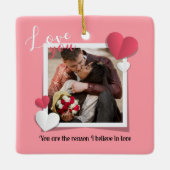 Moderne benutzerdefinierte Foto- und Liebe-Meldung Keramikornament (Vorderseite)