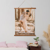 Moderne benutzerdefinierte Initialen Paare Liebe F Wandteppich Mit Holzrahmen (Schlafzimmer)