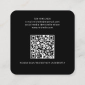 Moderne benutzerdefinierte Logo-QR-Code schwarz Quadratische Visitenkarte (Rückseite)