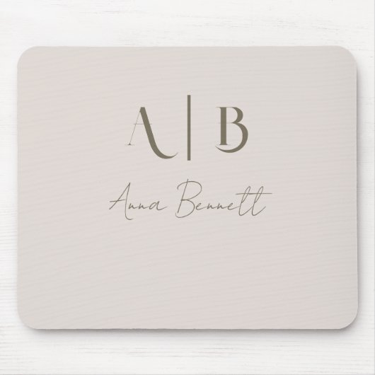 Moderne, benutzerdefinierte Monogramm-Initialen Na Mousepad (Vorne)