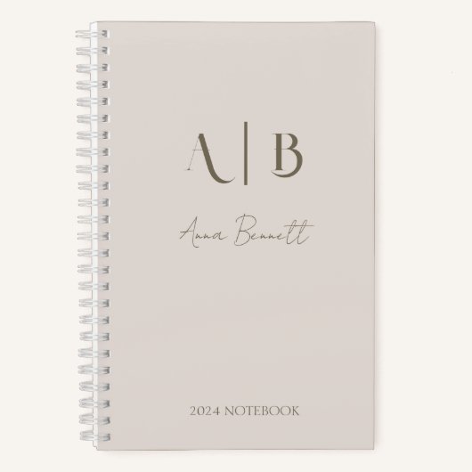 Moderne, benutzerdefinierte Monogramm-Initialen Na Notizblock (Vorderseite)