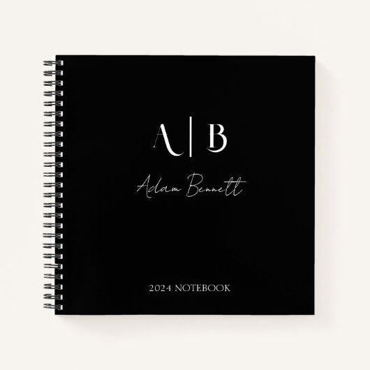 Moderne benutzerdefinierte Monogramm-Initialen Nam Notizblock (Vorderseite)