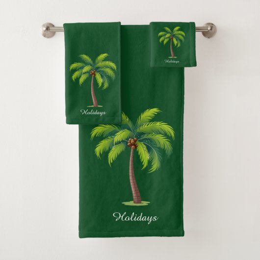 Moderne, benutzerdefinierte Palm-Tree & Skript auf Badhandtuch Set (Insitu)