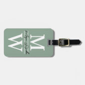 Moderne benutzerdefinierte Salbeigrüne Monogramm-N Gepäckanhänger (Vorderseite horizontal)