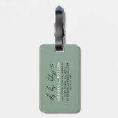 Moderne benutzerdefinierte Salbeigrüne Monogramm-N Gepäckanhänger (Rückseite vertikal)