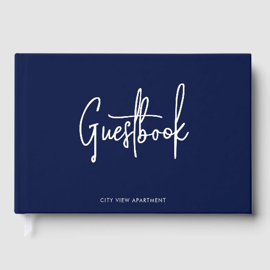 Moderne, benutzerdefinierte Skriptfarbe Minimalist Gästebuch (Vorderseite)