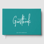 Moderne, benutzerdefinierte Skriptfarbe Minimalist Gästebuch (Vorderseite)