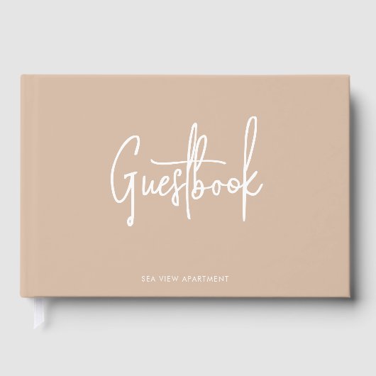 Moderne, benutzerdefinierte Skriptfarbe Minimalist Gästebuch (Vorderseite)