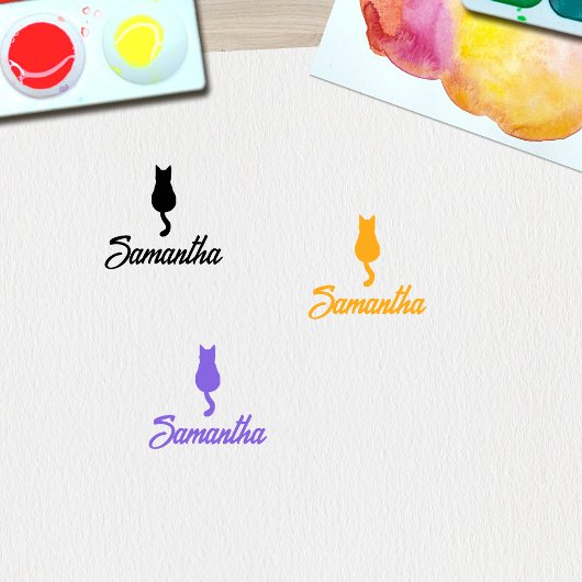 Moderne benutzerdefinierte Skriptnamenkatze Gummistempel