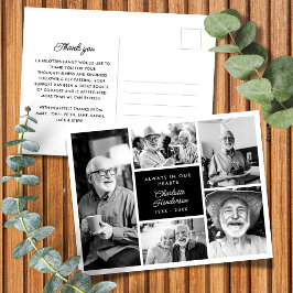 Moderne, benutzerdefinierte Text 5-Foto Beerdigung Postkarte