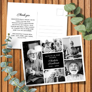 Moderne, benutzerdefinierte Text 5-Foto Beerdigung Postkarte