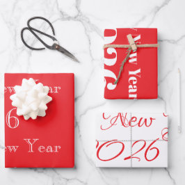 Moderne benutzerdefinierte Text Glückliches Neues Geschenkpapier Set
