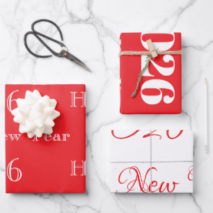Moderne benutzerdefinierte Text Glückliches Neues Geschenkpapier Set