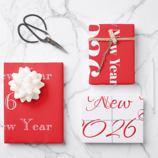 Moderne benutzerdefinierte Text Glückliches Neues Geschenkpapier Set (Vorderseite)