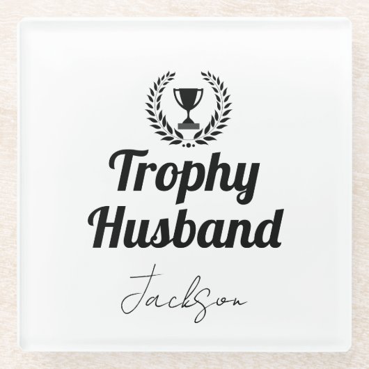 Moderne benutzerdefinierte Trophäe Ehemann Name Sc Glasuntersetzer (Vorderseite)