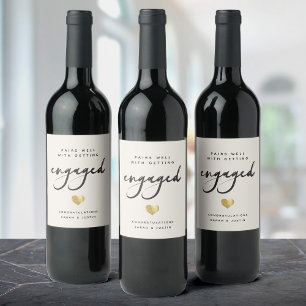 Moderne benutzerdefinierte Verlobungsfeier Gold He Weinetikett