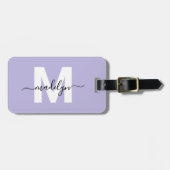 Moderne benutzerdefinierte violette Monogramm-Name Gepäckanhänger (Vorderseite horizontal)