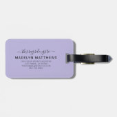 Moderne benutzerdefinierte violette Monogramm-Name Gepäckanhänger (Rückseite horizontal)