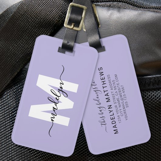 Moderne benutzerdefinierte violette Monogramm-Name Gepäckanhänger