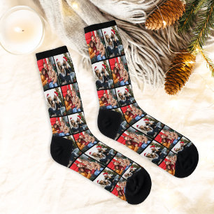 Moderne benutzerdefinierte Weihnachts-Paar-2-Foto- Socken