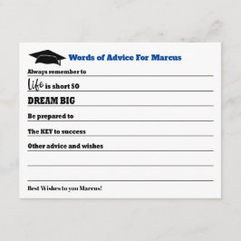 Moderne Beratung wünscht Party Blue Abschluss Hinweiskarte