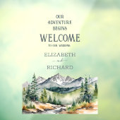 Moderne Berge Rustikales Abenteuer Hochzeit Willko Fensteraufkleber (Blatt 3)