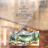 Moderne Berge Rustikales Abenteuer Hochzeit Willko Fensteraufkleber (Blatt 2)