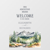 Moderne Berge Rustikales Abenteuer Hochzeit Willko Fensteraufkleber (Blatt)