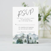 Moderne Berge Wilderness Wedding RSVP Einladung (Stehend Vorderseite)