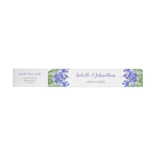 Moderne Berry Blue Iris Blues Hochzeitseinladung Rundum-Adressaufkleber (Person)