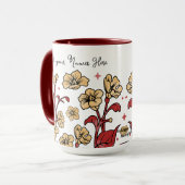 Moderne Berry & Brunt Brown FLORAL personalisieren Tasse (Vorderseite Links)