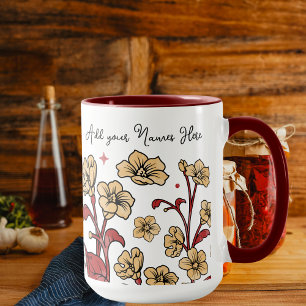 Moderne Berry & Brunt Brown FLORAL personalisieren Tasse