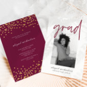 Moderne Berry Imitate Gold Dots Foto Graduation Pa Einladung