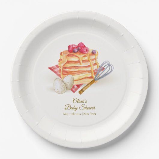 Moderne Berry Pancake Egg Whisk Brunch Babydusche Pappteller (Vorderseite)